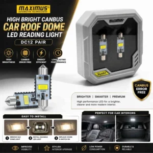 Maximus High Bright Canbus Car Roof Dome LED Reading Light DC12 Pair – 39mm